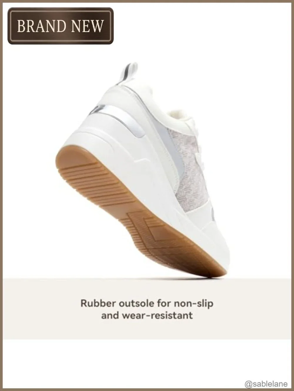 Wedge Sneakers for Women, High Heel Platform Tennis Shoes, Knit Upper, Rubber
